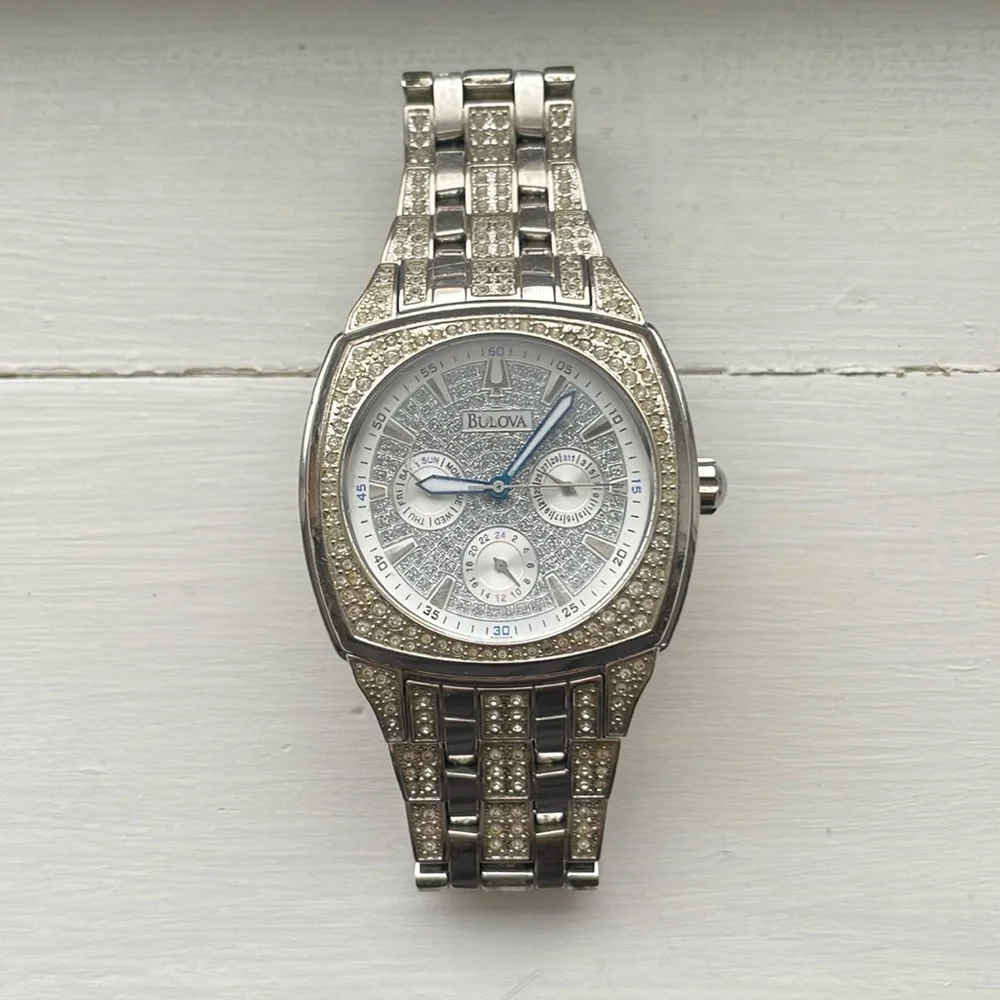 Bulova stainless steel & crystal accent watch